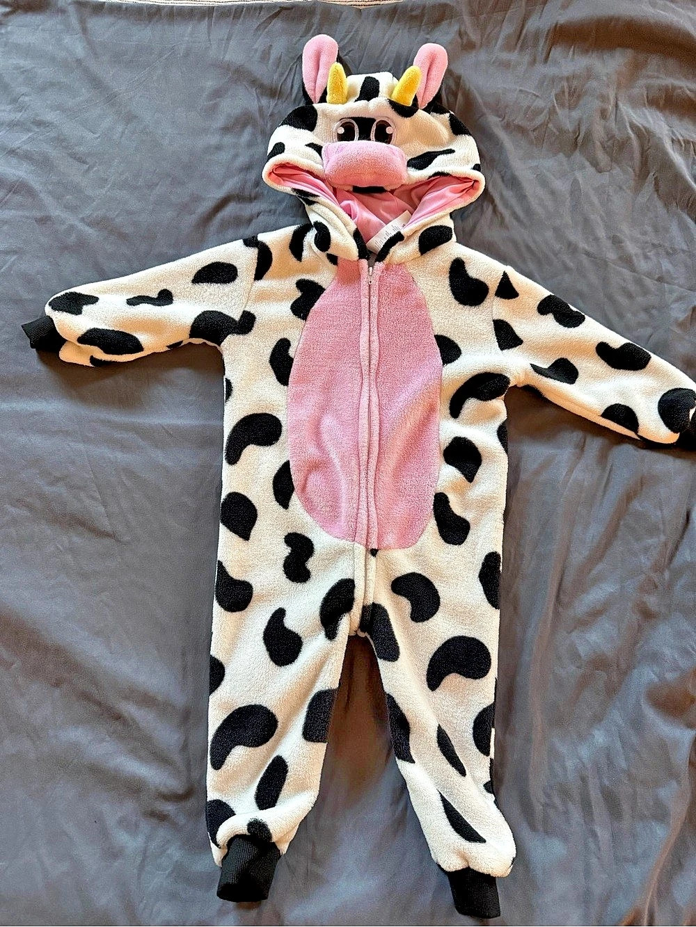 Crazy 8 Creations Cow Costume Romper White & Pink Baby 18-24M Like New
